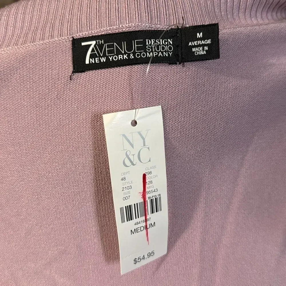 NWT 7th Avenue Design Studio Sweater Womens Open Shoulder Lavender Sz Med